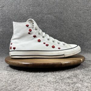 Converse Chuck Taylor All Star Hi Women’s Size 11 White Red Hearts Roses Shoes